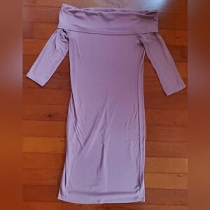One Clothing Mauve Off-Shoulder Long Sleeve Dress